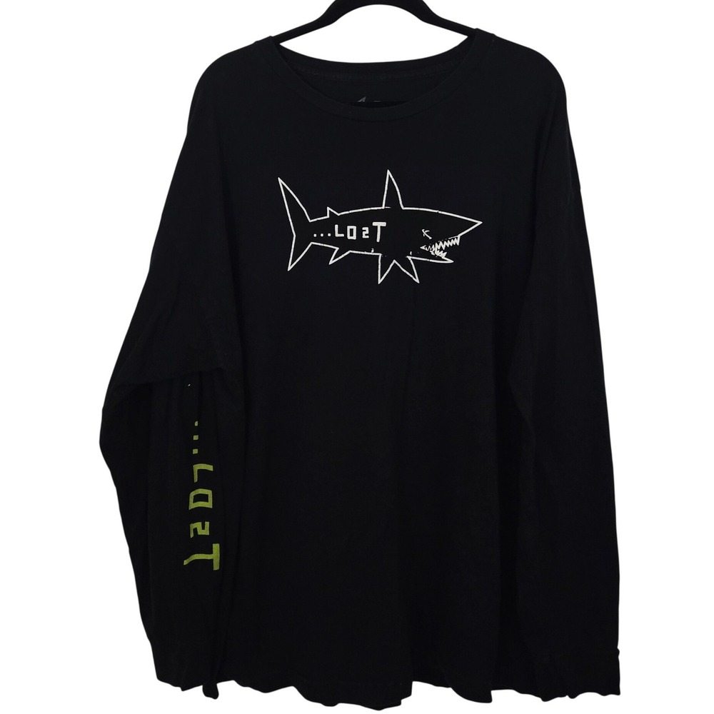 Lost Enterprises Shark Graphic Long Sleeve T-Shirt Mens 2XL Black Surf Skate